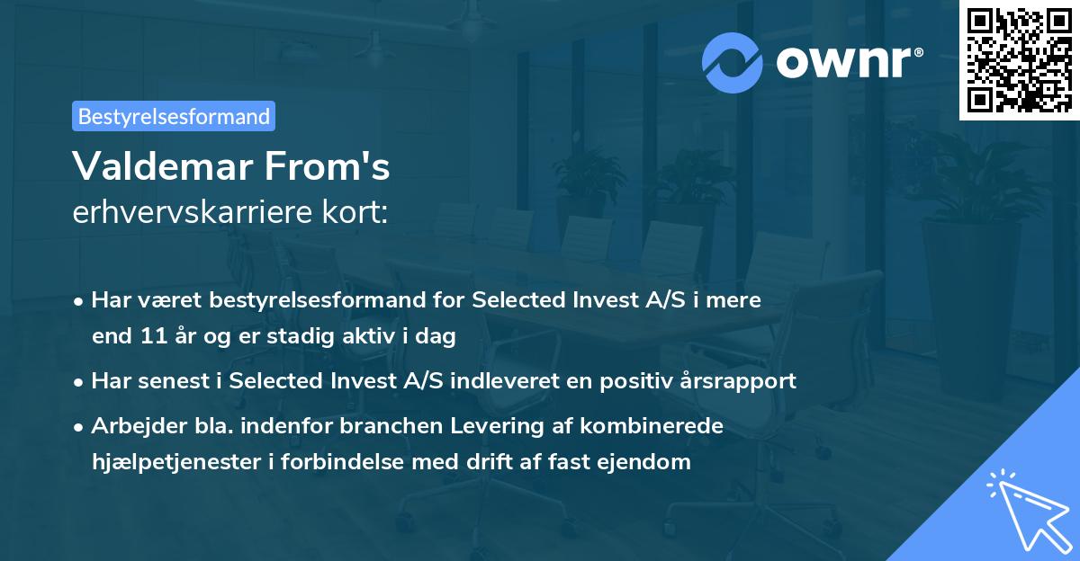 Valdemar From's erhvervskarriere kort