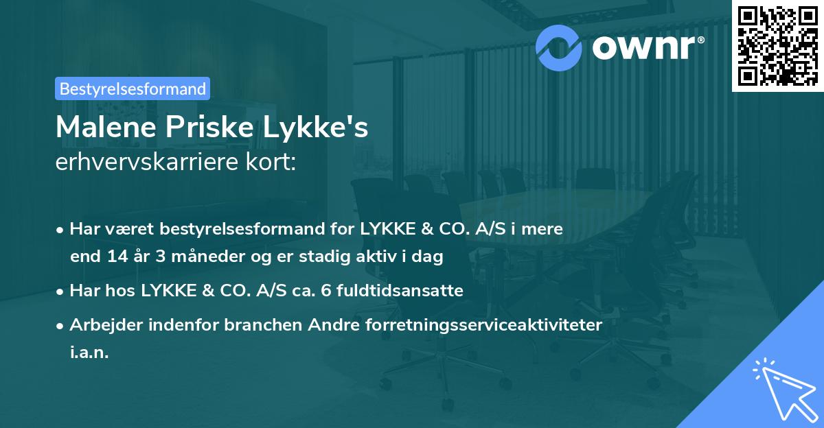 Malene Priske Lykke's erhvervskarriere kort