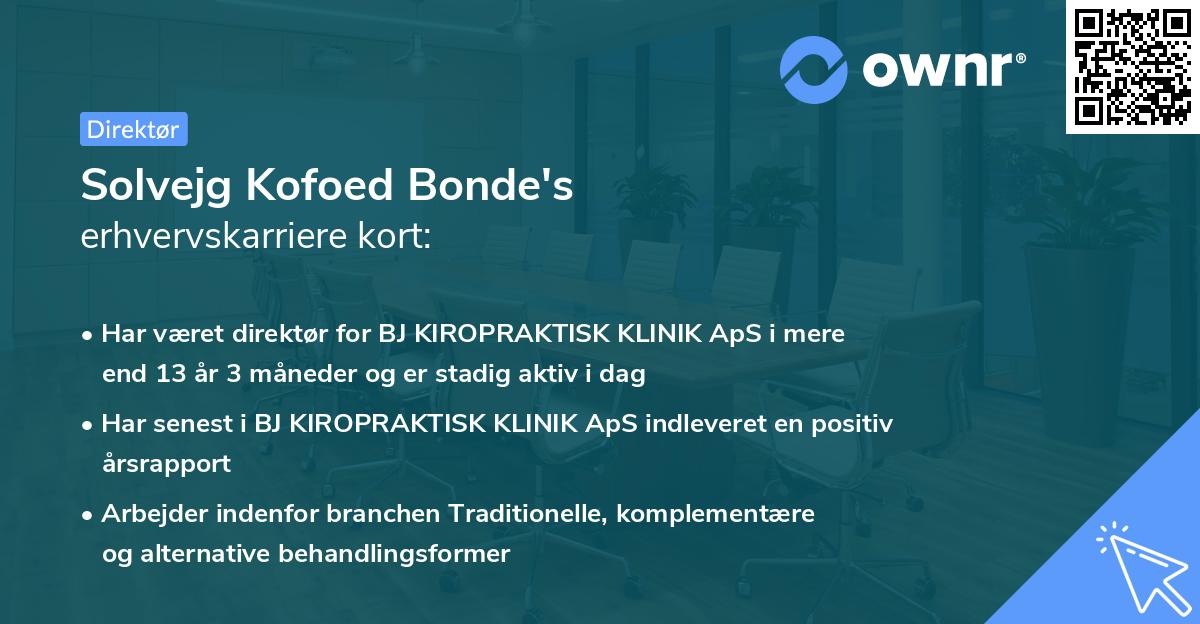 Solvejg Kofoed Bonde's erhvervskarriere kort