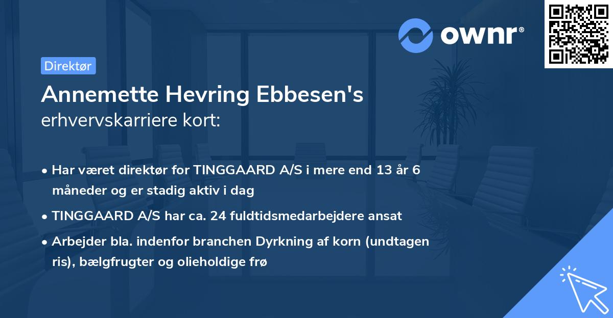Annemette Hevring Ebbesen's erhvervskarriere kort