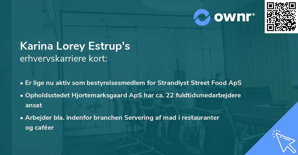 Karina Lorey Estrup's erhvervskarriere kort