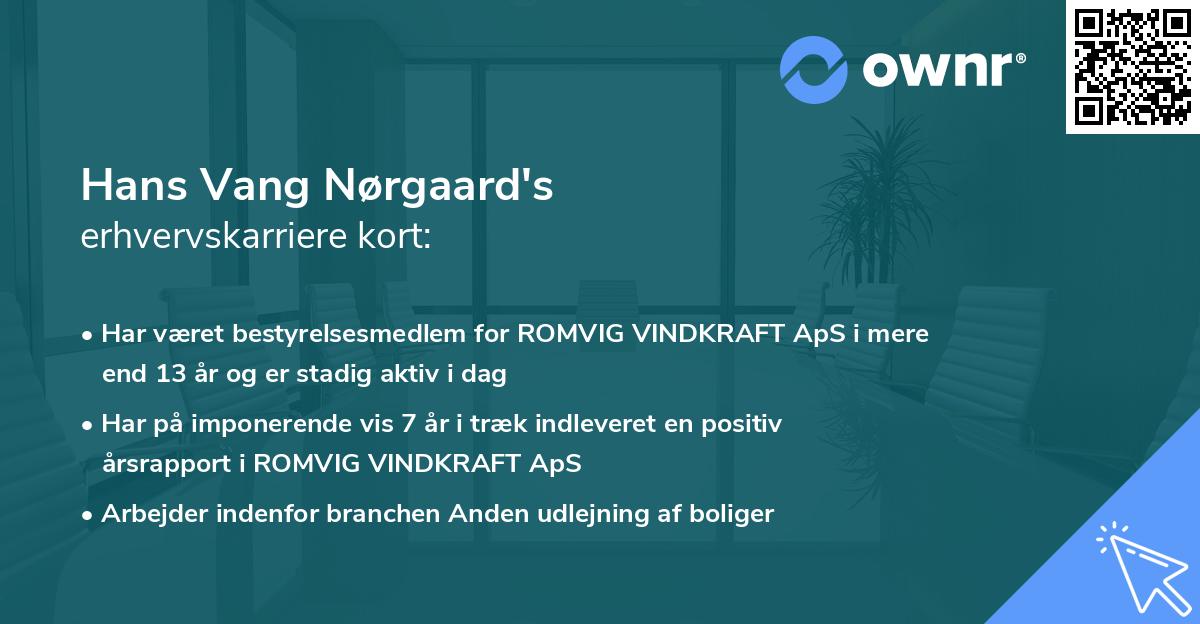 Hans Vang Nørgaard's erhvervskarriere kort