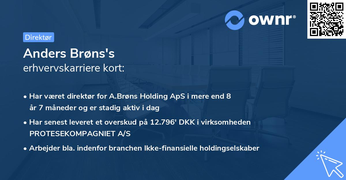 Anders Brøns's erhvervskarriere kort