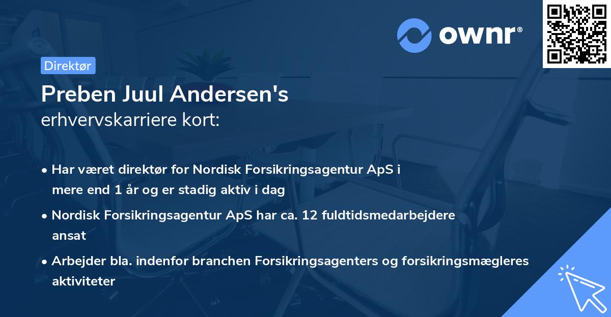 Preben Juul Andersen's erhvervskarriere kort