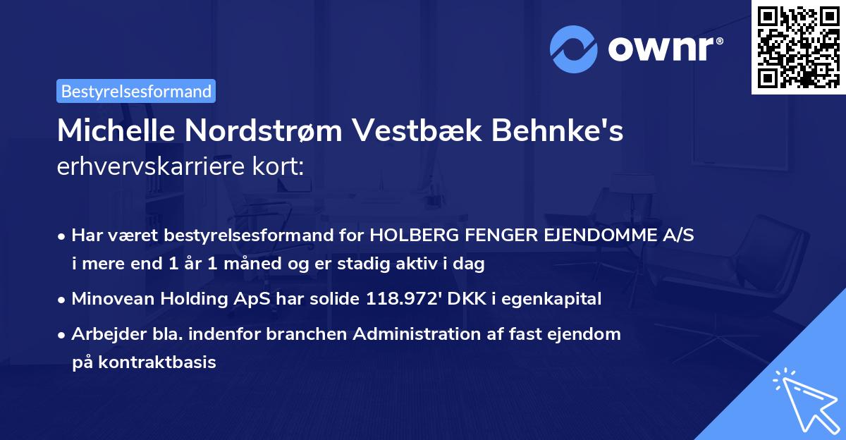 Michelle Nordstrøm Vestbæk Behnke's erhvervskarriere kort