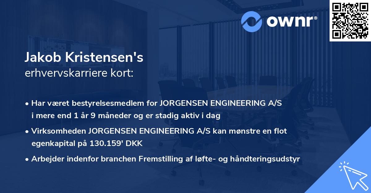 Jakob Kristensen's erhvervskarriere kort