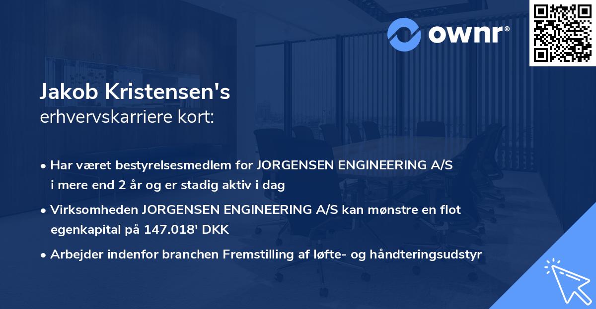 Jakob Kristensen's erhvervskarriere kort