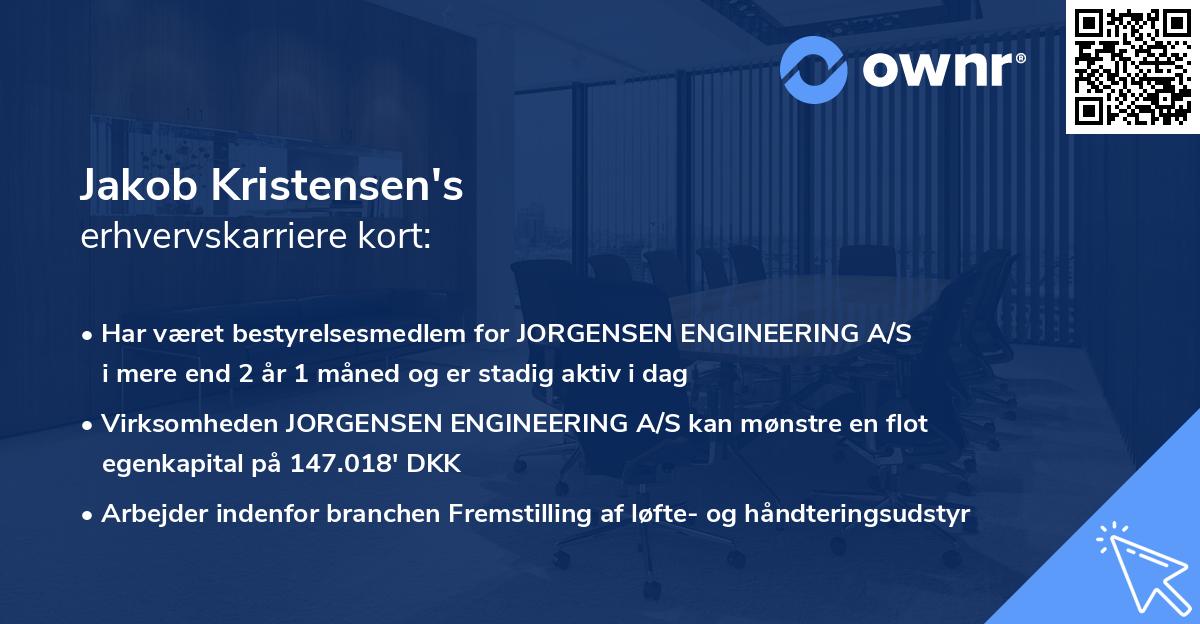 Jakob Kristensen's erhvervskarriere kort