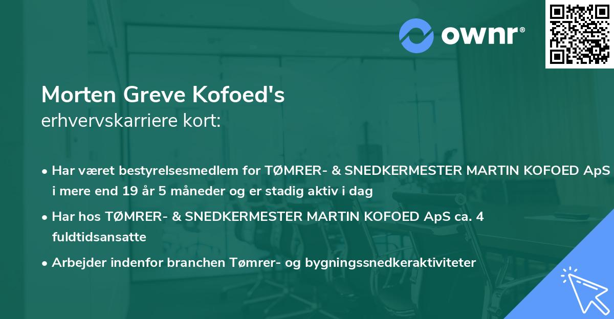 Morten Greve Kofoed's erhvervskarriere kort