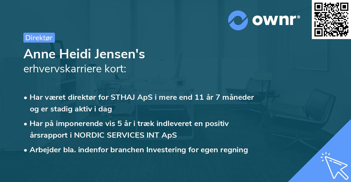 Anne Heidi Jensen's erhvervskarriere kort
