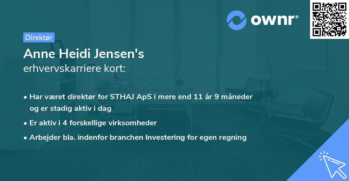 Anne Heidi Jensen's erhvervskarriere kort