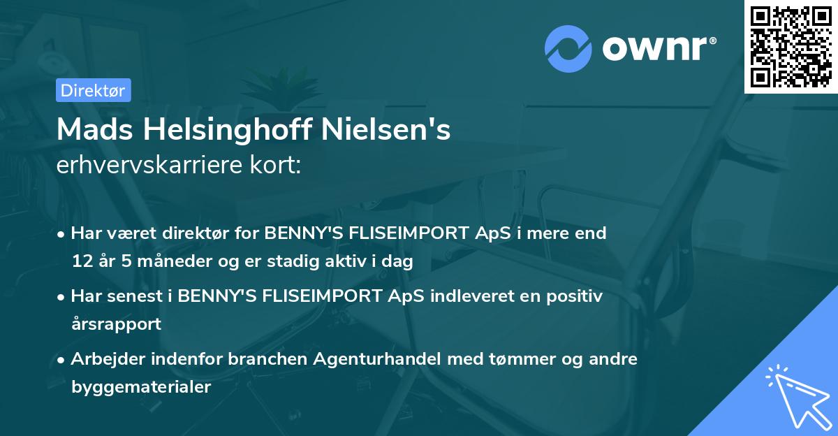 Mads Helsinghoff Nielsen's erhvervskarriere kort