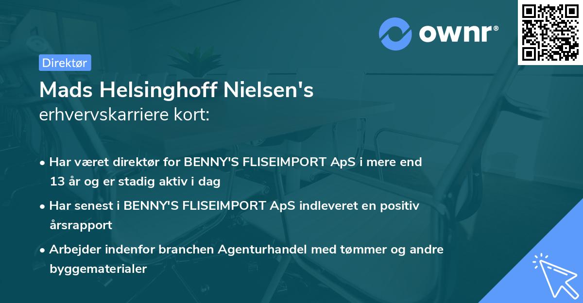 Mads Helsinghoff Nielsen's erhvervskarriere kort