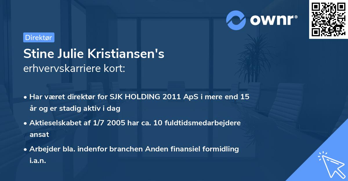 Stine Julie Kristiansen's erhvervskarriere kort