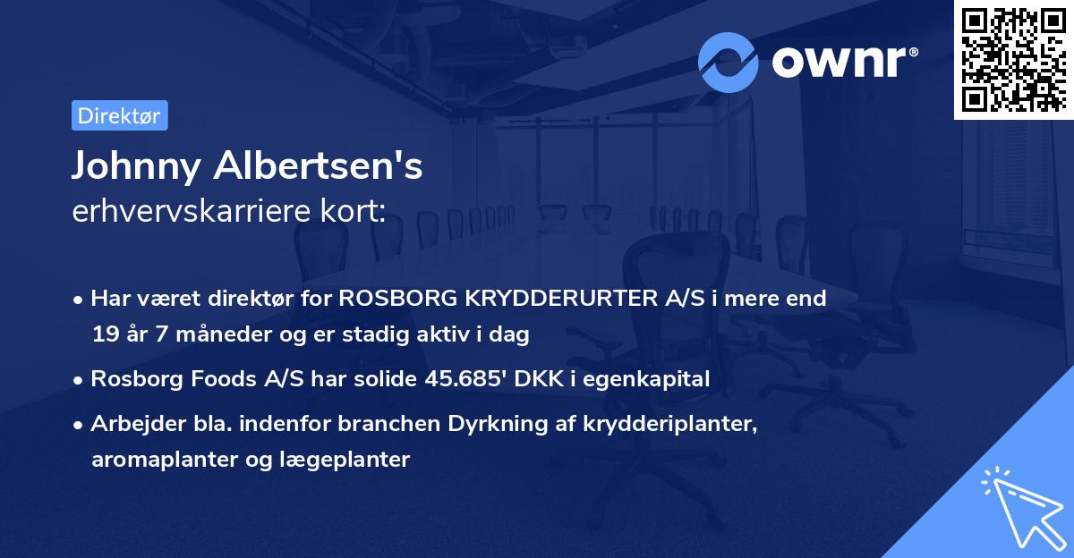 Johnny Albertsen's erhvervskarriere kort