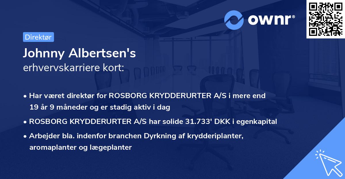 Johnny Albertsen's erhvervskarriere kort