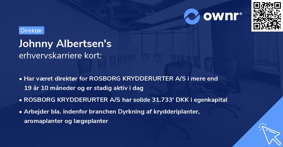 Johnny Albertsen's erhvervskarriere kort
