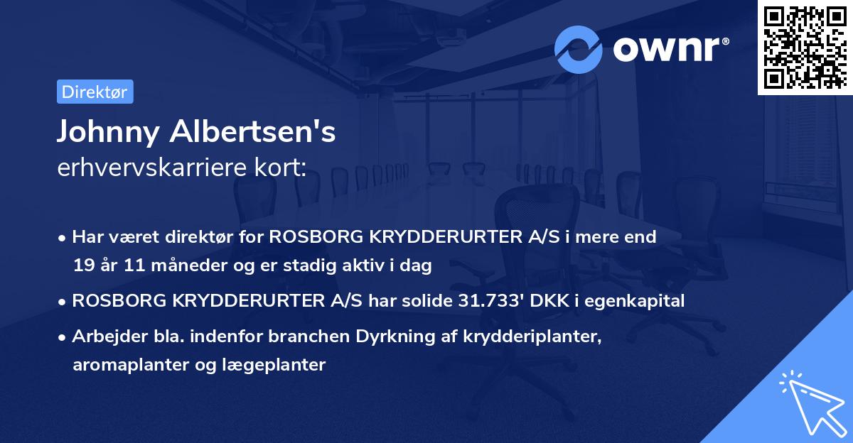 Johnny Albertsen's erhvervskarriere kort