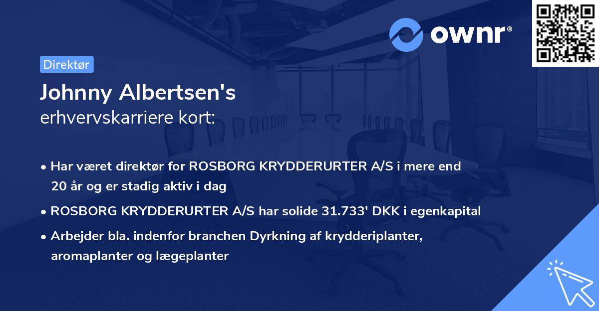 Johnny Albertsen's erhvervskarriere kort