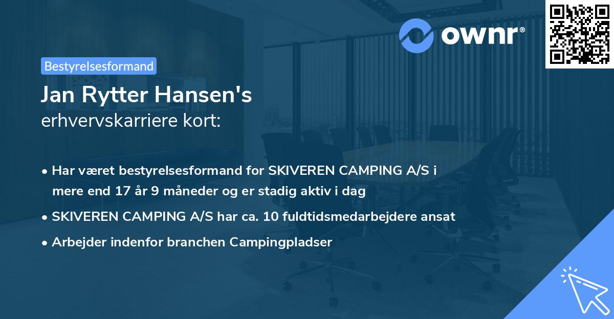 Jan Rytter Hansen's erhvervskarriere kort