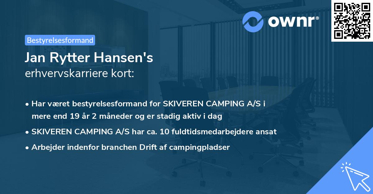 Jan Rytter Hansen's erhvervskarriere kort