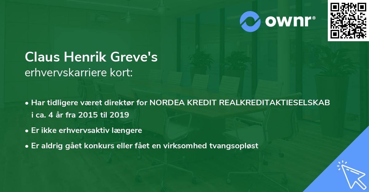 Claus Henrik Greve's erhvervskarriere kort