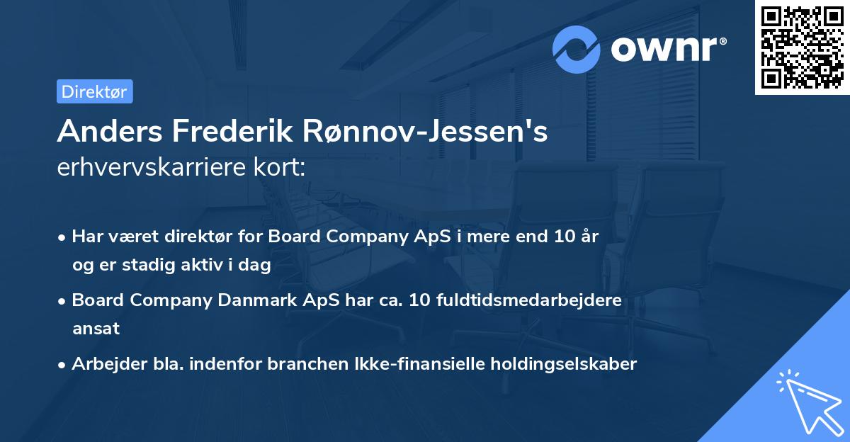 Anders Frederik Rønnov-Jessen's erhvervskarriere kort