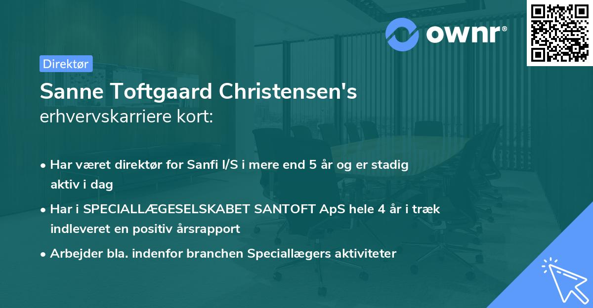 Sanne Toftgaard Christensen's erhvervskarriere kort