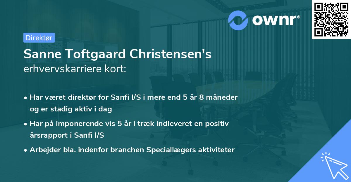 Sanne Toftgaard Christensen's erhvervskarriere kort
