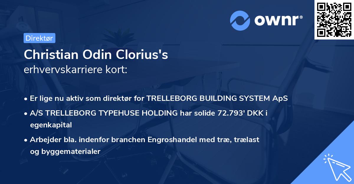 Christian Odin Clorius's erhvervskarriere kort