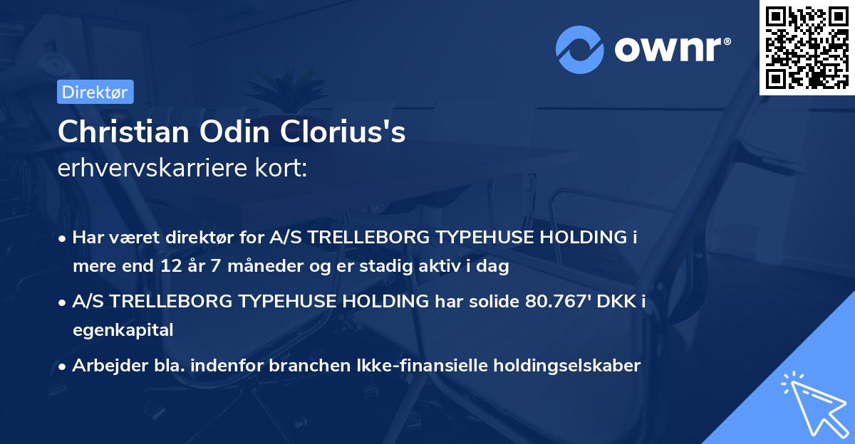 Christian Odin Clorius's erhvervskarriere kort