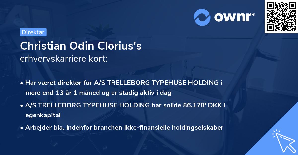 Christian Odin Clorius's erhvervskarriere kort