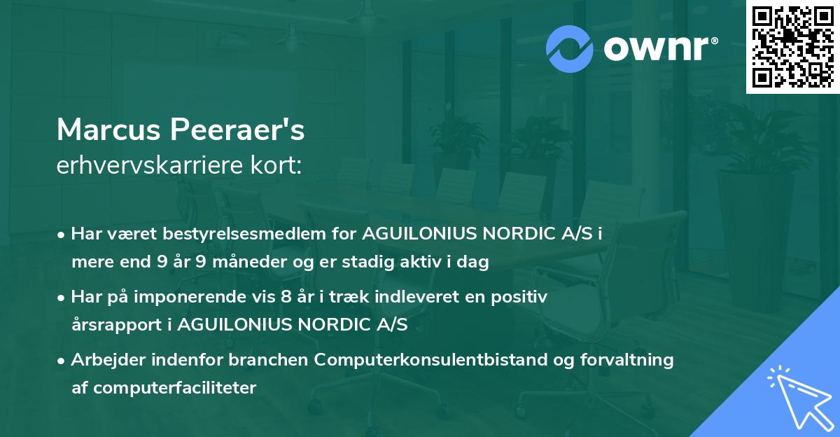 Marcus Peeraer's erhvervskarriere kort