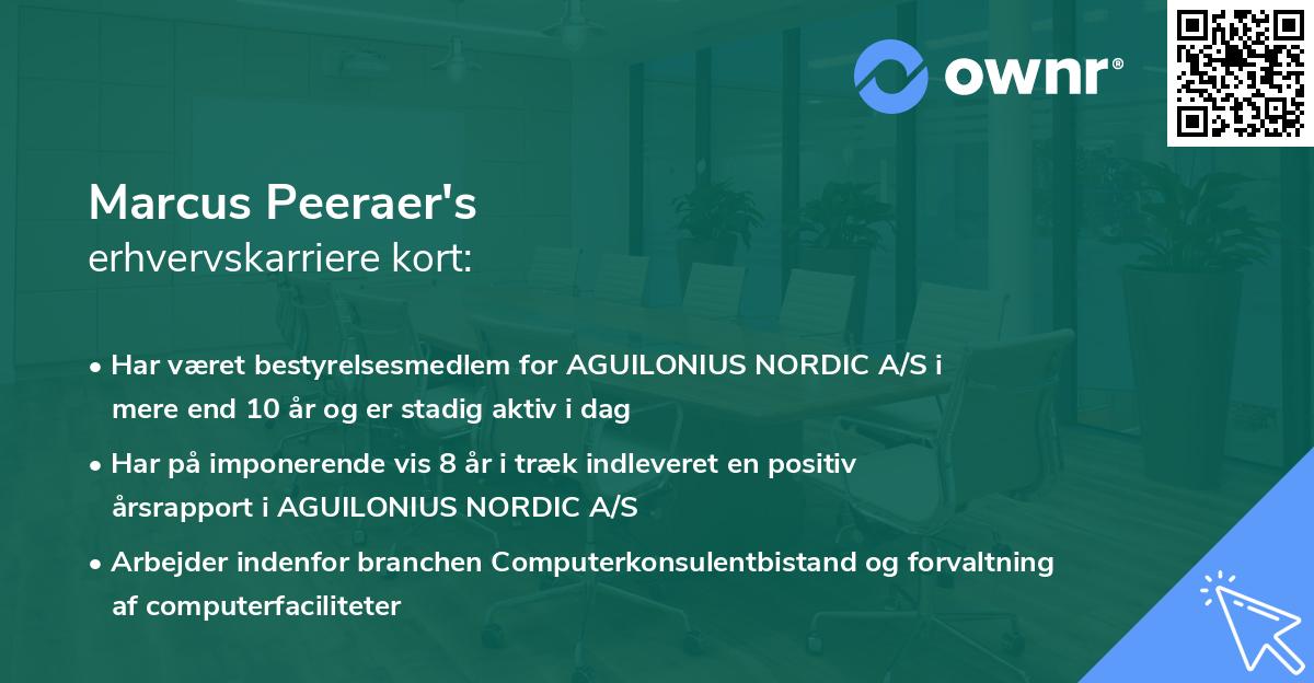 Marcus Peeraer's erhvervskarriere kort