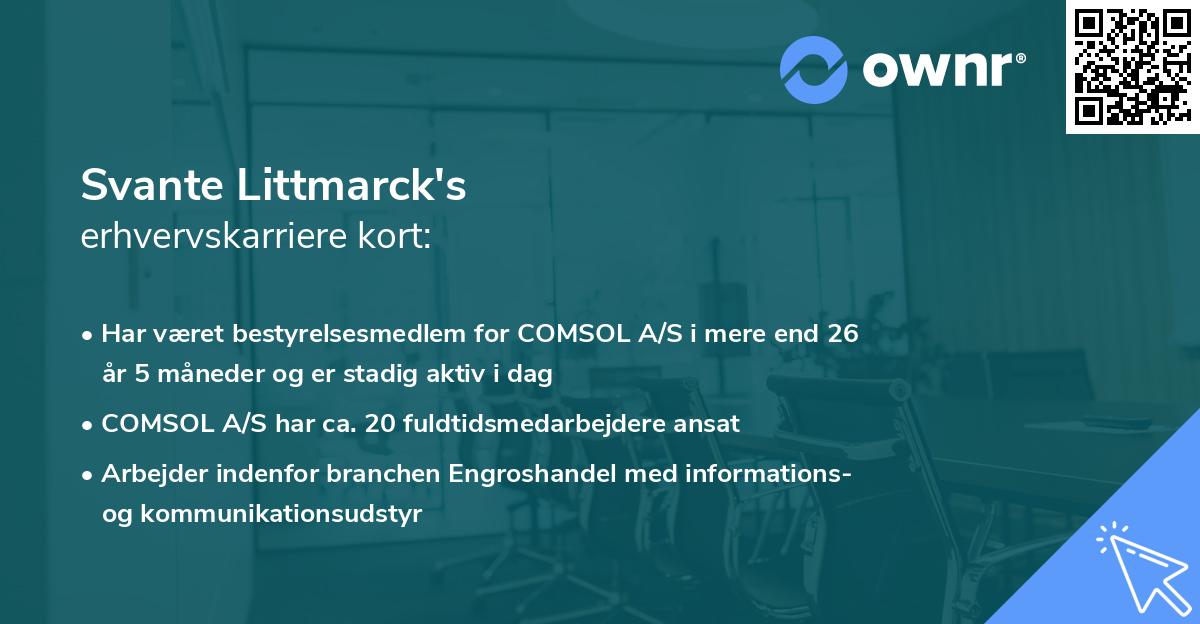 Svante Littmarck's erhvervskarriere kort