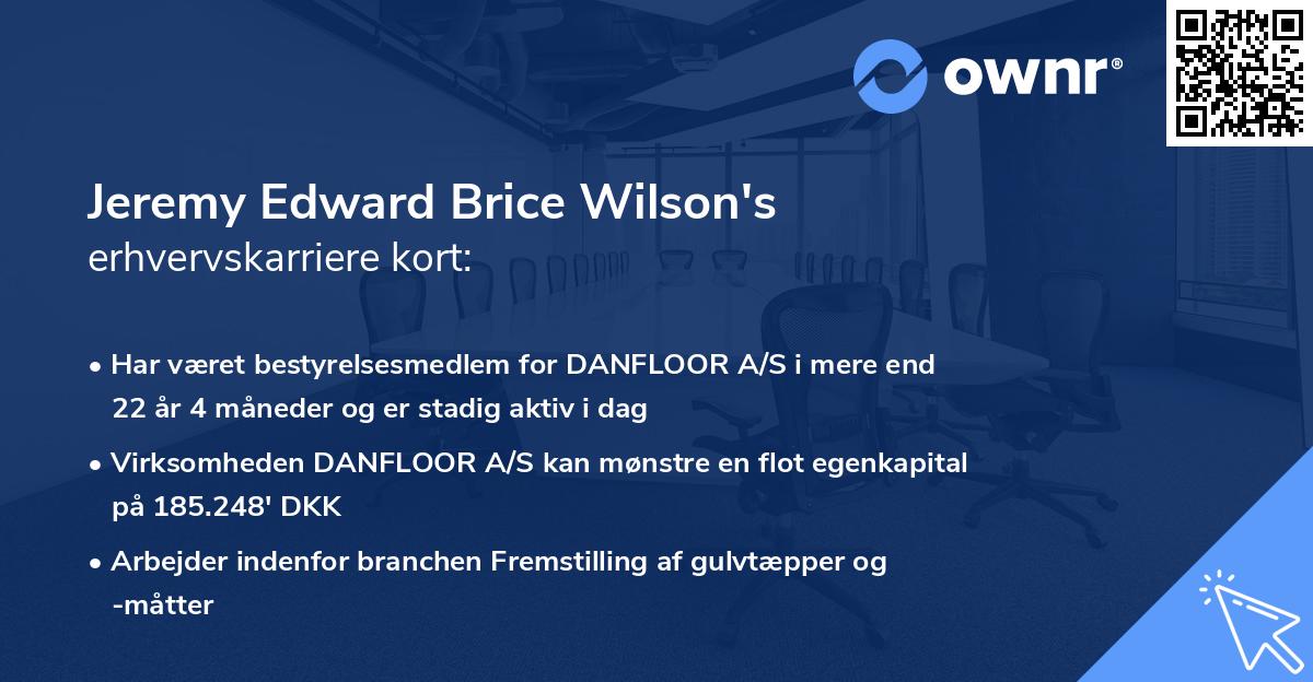 Jeremy Edward Brice Wilson's erhvervskarriere kort