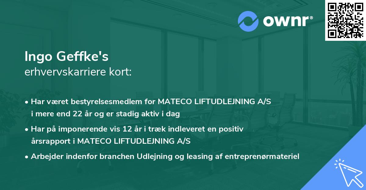 Ingo Geffke's erhvervskarriere kort