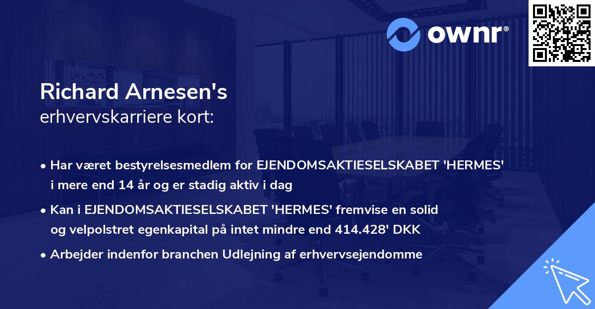Richard Arnesen's erhvervskarriere kort