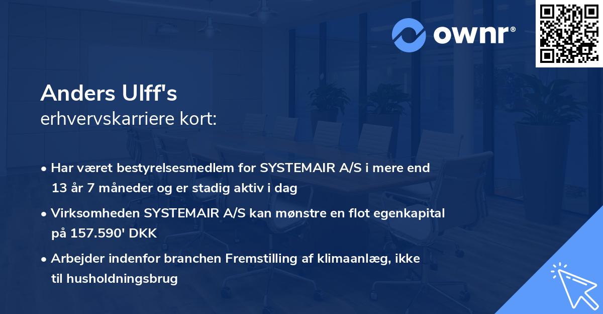 Anders Ulff's erhvervskarriere kort