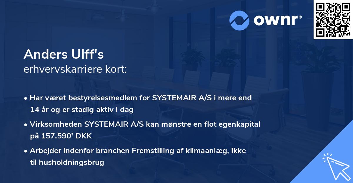 Anders Ulff's erhvervskarriere kort