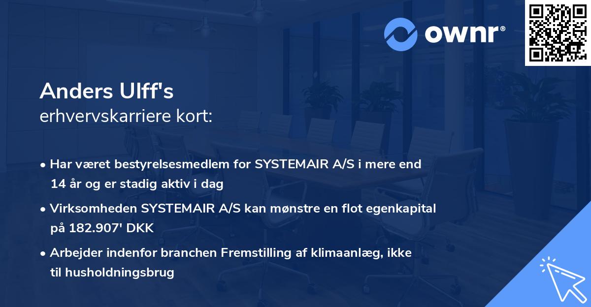 Anders Ulff's erhvervskarriere kort