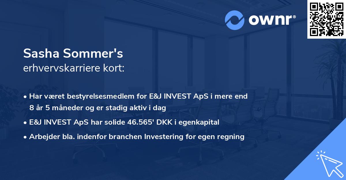 Sasha Sommer's erhvervskarriere kort