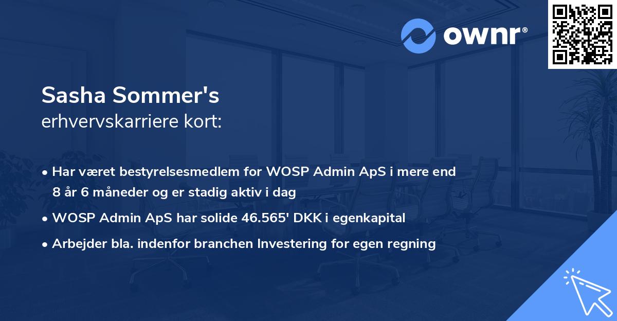 Sasha Sommer's erhvervskarriere kort