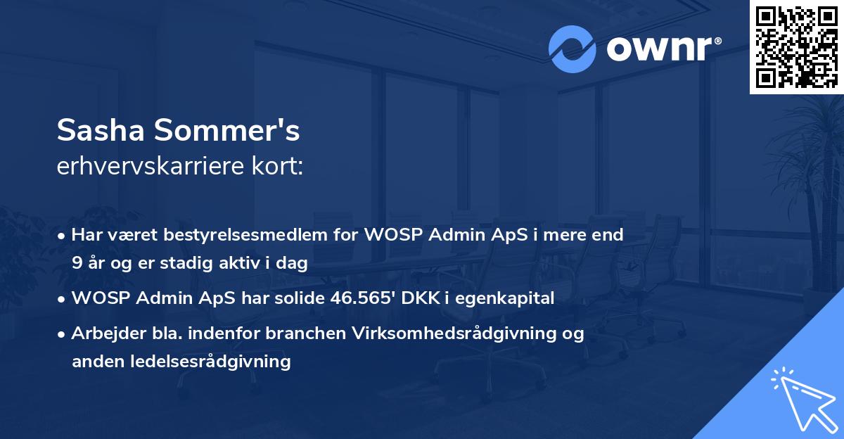 Sasha Sommer's erhvervskarriere kort