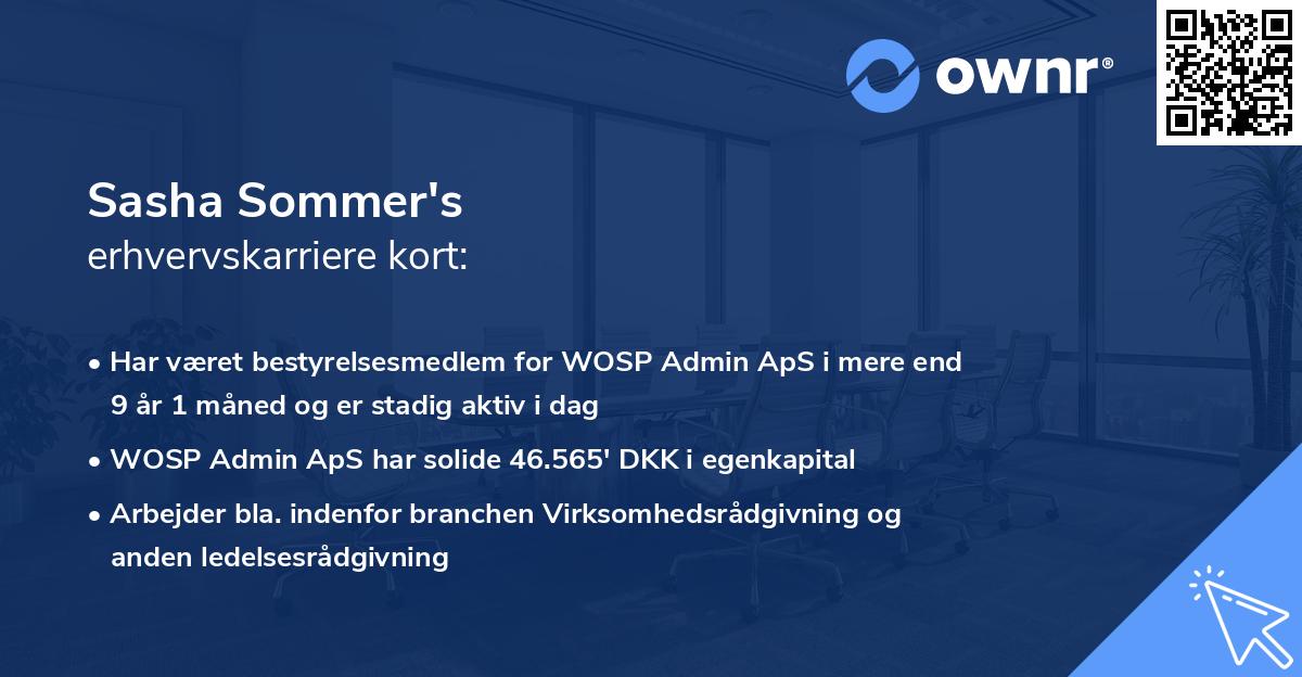 Sasha Sommer's erhvervskarriere kort