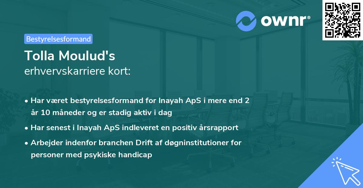Tolla Moulud's erhvervskarriere kort