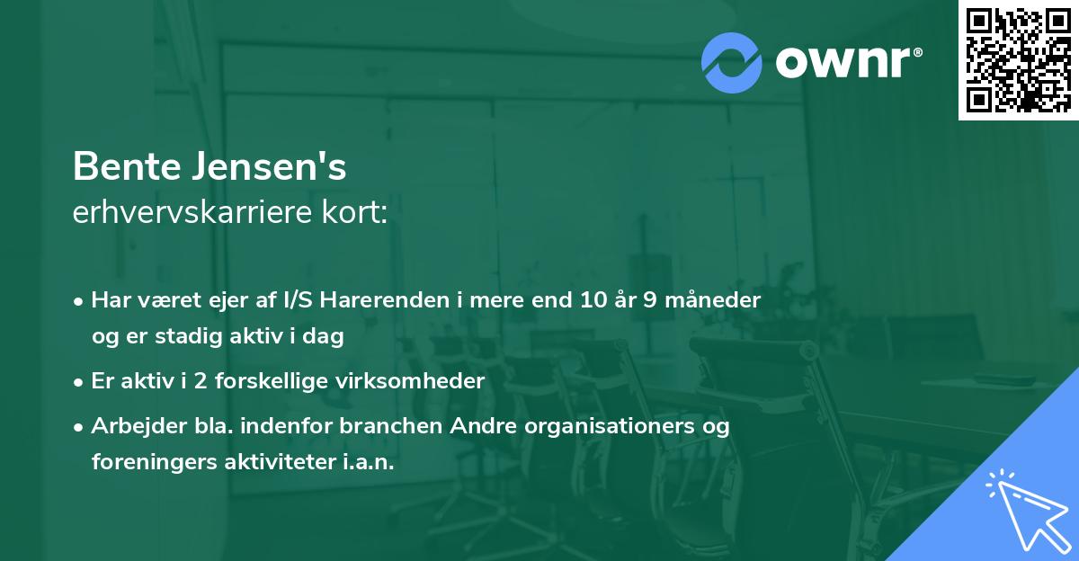 Bente Jensen's erhvervskarriere kort