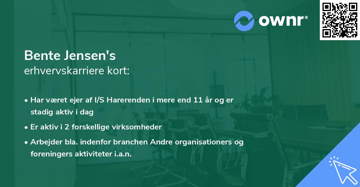 Bente Jensen's erhvervskarriere kort