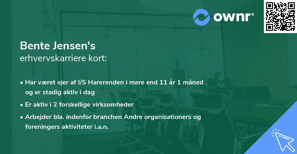 Bente Jensen's erhvervskarriere kort