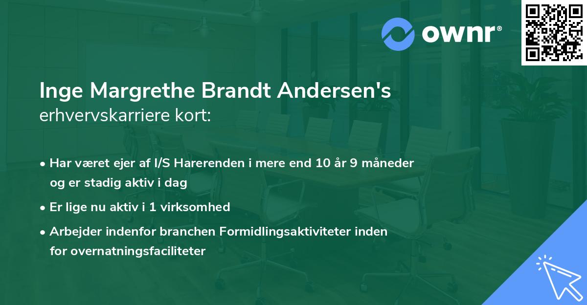 Inge Margrethe Brandt Andersen's erhvervskarriere kort